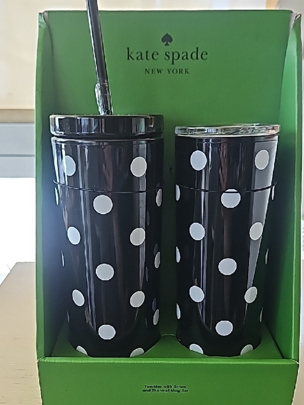 kate spade Black and White Polka Dot Tumbler & Thermal Mug Set - Picture 2 of 2